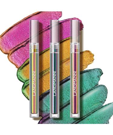 LANGMANNI Liquid Glitter Chameleon Eyeshadow - Holographic Metallic Long-Lasting Multichrome Makeup (A-Peacock) - Buy Online on GoSupps.com