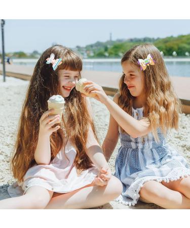 Whaline 4Pcs Dessert Glitter Bow Hair Clips - Summer Colorful Leather Hairgrips for Girls and Women - Birthday Party Hair Accessories - Buy Online on GoSupps.com