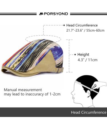PORSYOND Men Flat Cap Newsboy Hat Beret Cabbie Ivy Patchwork Adjustable Gatsby F-khaki OS - Buy Online on GoSupps.com