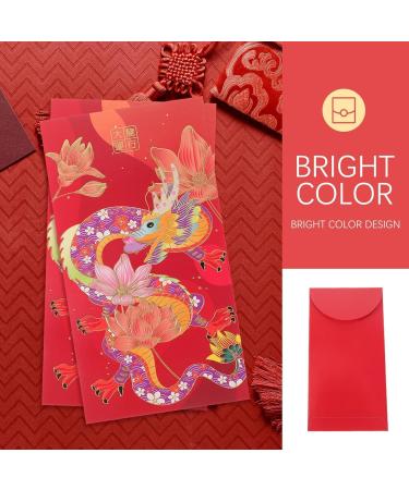 2024 Lunar Chinese New Year Red Envelopes 6pcs Spring Festival Hong Bao Red Pocket Cartoon Gold Raised Foil Dragon Lai See Lucky Money Envelopes - Buy Online on GoSupps.com