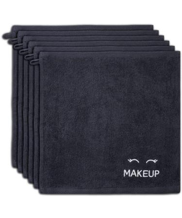 Bleach Safe Black Makeup Towels | Luxury Ultra Soft Cotton Face Washcloths Make up Removal | 6 Pack