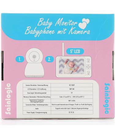 Sainlogic 1080p FHD Video Baby Monitor with 5 LCD Display | Night Vision Temperature Alarm & Intercom | Ideal for International Shipping - Buy Online on GoSupps.com