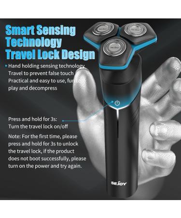 5-in-1 Electric Rotary Shaver for Men - IPX7 Waterproof, Rechargeable Cordless Razor for Shaving Beard, Body, and Pubic Hair - Blue - Buy Online on GoSupps.com