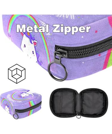 Portable Women's Binding-Storage Bags | Menstrual Cup Pocket & Tampon Insert for Teen Girls | Unicorn Rainbow Purple Design - Buy Online on GoSupps.com