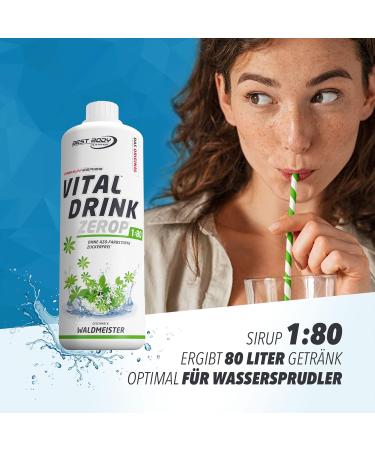 Best Body Nutrition Vital Drink Zerop - Sugar-Free Waldmeister Syrup Concentrate - Makes 80 Liters - 1L Pack for Optimal Hydration - Buy Online on GoSupps.com