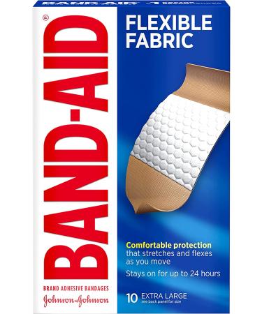 Band-Aid Brand Extra Large Flexible Fabric Adhesive Bandages - 10 Count (Pack of 2) - Buy Online on GoSupps.com