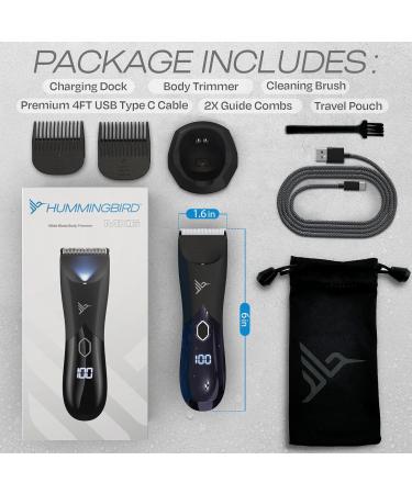 HUMMINGBIRD MK6 Body Hair Trimmer for Men - Waterproof USB-C Rechargeable No Nick Ceramic Blade Charging Dock & Travel Pouch - Perfect Ball Trimmer & Body Shaver - Buy Online on GoSupps.com