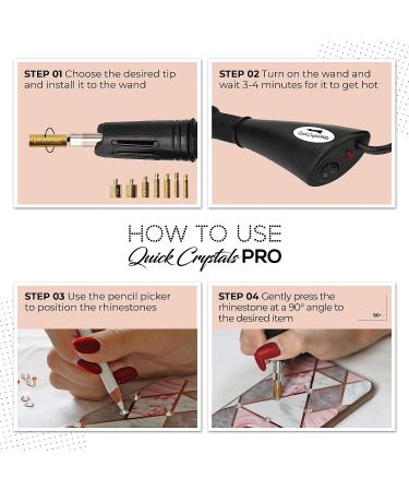 Quick Crystals Pro Hotfix Applicator Bedazzler Kit with 4400 Rhinestones - DIY Rhinestone Setter Tool with 7 Tips, Tweezers, and Cleaning Brush - Buy Online on GoSupps.com