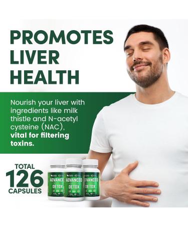 Advanced Detox Cleanse - Natural Detox & Cleanse Supplement with Milk Thistle & Licorice - 126 Capsules - 3 Pack for Men & Women - International Shipping Available - Buy Online on GoSupps.com