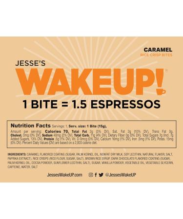 WAKE UP! Caffeinated Caramel Protein Bars - Gluten Free Vegetarian 350mg Caffeine - 8 Pack for Focus & Clarity - Kosher Ingredients - Buy Online on GoSupps.com