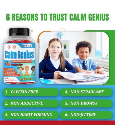 Calm Kids Magnesium Citrate Gummies Kids Sleep Mood & Relaxation Support Vegan Magnesium Gummies Non-GMO Gluten-Free 60 Ct - Buy Online on GoSupps.com