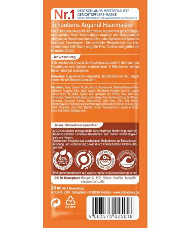  Schaebens Schaebens Argan Oil Frizz-Control Hair Mask for Damaged and Brittle Hair - Vegan - Buy Online on GoSupps.com