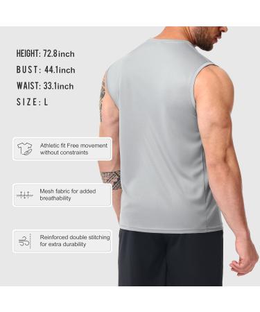 Ueeeko Men's Sleeveless Tank Tops 3 Pack - Quick-Drying Breathable Muscle Shirts for Gym & Running - Black White Light Gray - Buy Online on GoSupps.com