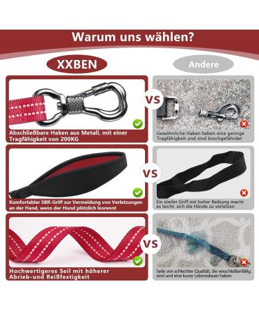 X Xben 15m Dog Tow Line - Robust Leash with Reflective Training Features Lockable Carabiner for Medium & Large Dogs - Comfort Hand Loop 2cm Wide Red - Buy Online on GoSupps.com