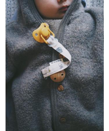 Filibabba Organic Cotton & Wood Pacifier Chain | 21 cm | Nickel-Free Clips | Danish Design for Boys & Girls | Lemon Color - Buy Online on GoSupps.com
