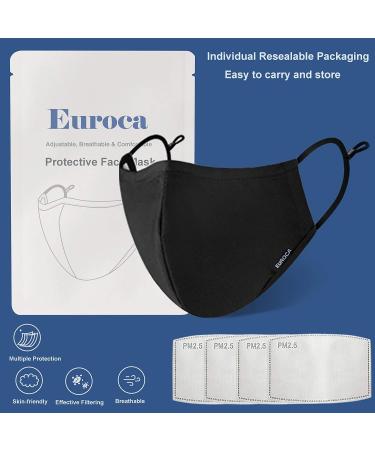 Euroca 4 Layer Cloth Face Mask Reusable Washable Adjustable For Adult -4 Filters included Navy - Buy Online on GoSupps.com
