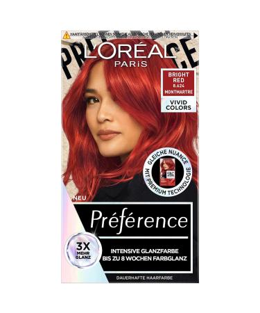 L'Or al Paris intensive permanent hair color up to 8 weeks of shiny hair and intense color Pr f rence Vivid Colors color: 8.624 Bright red 1 piece