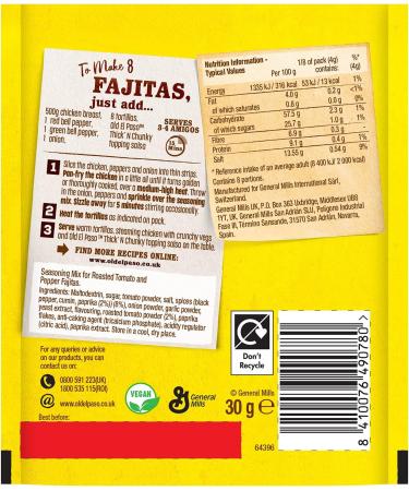 Old El Paso Roasted Tomato & Pepper Fajita Seasoning Mix 30g - Spicy Pepper - Pack of 1 - Buy Online on GoSupps.com