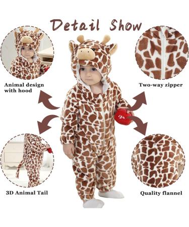 Doladola Unisex Baby Romper Jumpsuit Hooded Cartoon Sleepsuit 6-12 Months - Coffee Cow Print - Buy Online on GoSupps.com