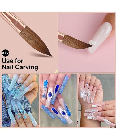 Saviland Size 12 Kolinsky Acrylic Nail Brush- Bronze Gold Handle, Ideal for Beginners and Professionals | Acrylic Powder Application Tool - Buy Online on GoSupps.com