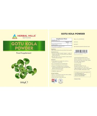 Herbal Hills Gotu Kola Powder 500g - Natural Mandukparni/Centella asiatica Supplement - Buy Online on GoSupps.com