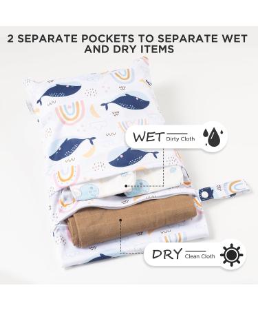 Hbselect 2PCs Waterproof Diaper Bag Set | Reusable Zipper Wet Wipes Organizer for Babies & Toddlers - Whale Design - Buy Online on GoSupps.com