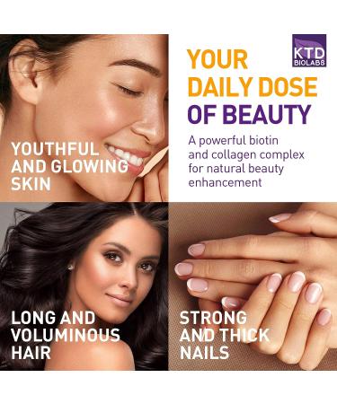 KTD BIOLABS Liquid Collagen and Biotin Drops for Hair Growth 25,000 mcg - Made in USA | Collagen & Biotin Vitamins for Hair, Skin, and Nails | Hydrolyzed Supplement for Women and Men - Buy Online on GoSupps.com