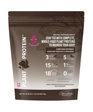 All In Nutritionals EZ Plant Protein Vegan Keto-Friendly Dairy-Free Soy-Free Gluten-Free in Chocolate Blend of Rice Peas Sacha Inchi and Pumpkin Seeds - NO Bloat - with Digestive Enzymes