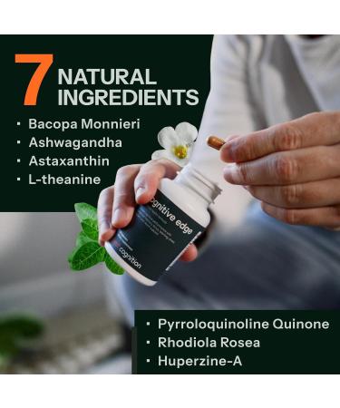 Cognitive Edge Bacopa Memory Supplement - Calm Focus Daily Clarity & Retention - 7 Natural Ingredients Including L-Theanine Ashwagandha PQQ Astaxanthin - Caffeine-Free Brain Support (60 Capsules) - Buy Online on GoSupps.com