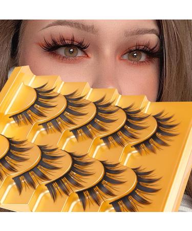 Wtvane Style A1 Anime Spiky False Eyelashes - 5 Pairs Cosplay Mink Lashes for Natural Wispy Doll Eyes - Buy Online on GoSupps.com