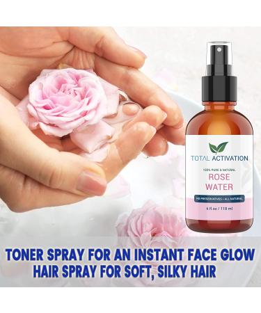 Large 4 oz Pure Organic Moroccan Rose Water Spray - Alcohol-Free Toner for Skin, Body, and Hair - Hydrating Mist for Dry, Oily, Combination Skin - Buy Online on GoSupps.com