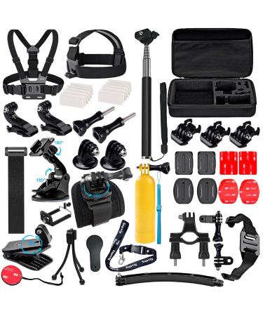 Suptig Accessories Kit Compatible for Gopro Hero 11 Hero 10 Hero 9 Hero 8 Hero 7/6/5/4/3/3+/2/1/Session Gopro Max Gopro Fusion DJI Osmo, Insta360 and AKASO Action Camera Accessories