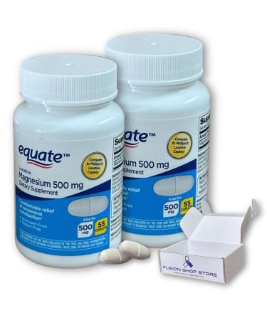 Magnesium for Constipation- 500mg Citrate 55 caplets Digestive Support Laxative (Pack of 2) Boxed by Fusion Shop Store