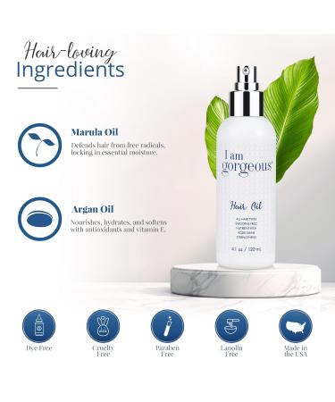 I Am Gorgeous Hair Oil - Frizzy Hair Solution with Marula & Argan Oil | Nourish & Shine for Damaged Curly Hair - Buy Internationally - Buy Online on GoSupps.com