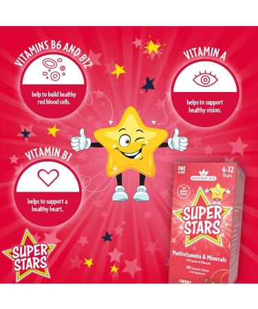 Natures Aid Super Stars Kids Multivitamin & Minerals 60 Chewable Tablets - Buy Online on GoSupps.com
