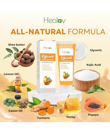 Kojic Acid Soap for Hyperpigmentation - Skin Brightening Papaya Wash - Dark Spot Remover for Acne Scars & Even Skin Tone - Turmeric Cleanser for Glowing Skin - Buy Online on GoSupps.com