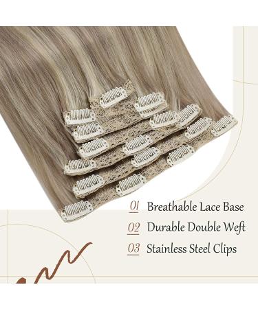 Sunny Blonde Clip in Hair Extensions - 18 120g Highlighted Human Hair - Pack of 1 - Buy Online on GoSupps.com