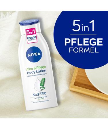 Nivea Aloe & Care Body Lotion 400ml - 5in1 Moisturizing Cream for Dry Skin - Natural Aloe Vera Deep Care Serum - Buy Online on GoSupps.com