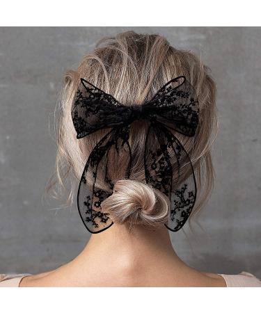 PAGOW 3PCS Lace Bow Hair Clips Set - Korean-Style Flower Barrettes for Women and Girls (White, Black, Beige) - Buy Online on GoSupps.com