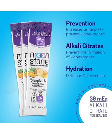 Moonstone Nutrition Kidney Cleanse & Support Drink Mix | Keto Electrolyte Hydration Powder | Stone Prevention with Chanca Piedra Alternative | Magnesium & Potassium | 15 Pack Tropical 6oz - Buy Online on GoSupps.com