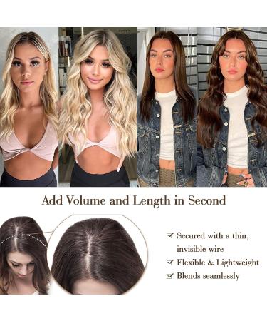 20 Golden Blonde Synthetic Curly Hair Extensions with Adjustable Clips - Secret Invisible Hair Pieces for Women - Buy Online on GoSupps.com