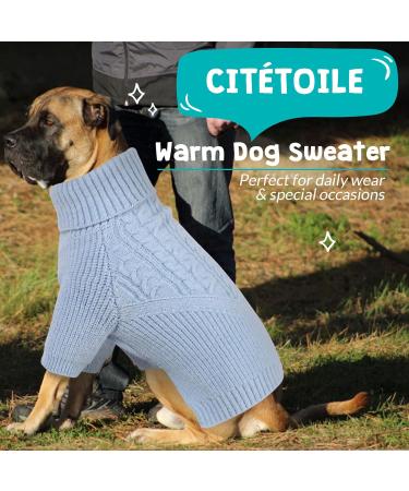 Classic Knitted Dog Sweater with Turtleneck | Cit toile Soft & Warm Cold Weather Vests for Small Medium Dogs - Blue XS - Buy Online on GoSupps.com