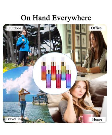 Allefum 10ml Glass Atomizer Mini Perfume Spray Bottles - Color Gradient Travel Set with 2 Transfer Pipettes - 6 Pack - Buy Online on GoSupps.com