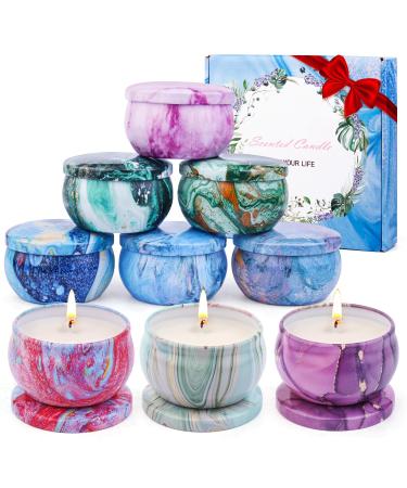 Fragrance candles gift set for women 9 pieces of fragrance candles with lid 100% soy wax of sustainable portable travel tin candles for stress relief birthday Mother's Day for family women - Buy Online on GoSupps.com