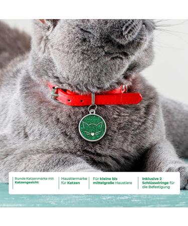 Ibera Gifts - Custom Engraved Cat Collars for Medium to Large Cats | Round Green Glitter Design with Name & Address Tags - Buy Online on GoSupps.com