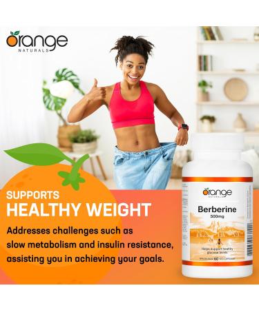 Orange Naturals Berberine 500mg - 60 Vegetarian Capsules - Berberine Supplement - Berberine HCL - Natural Metabolic Support - Buy Online on GoSupps.com