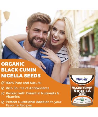 Blue Lily Organics Raw Nigella Black Cumin Seeds - 16oz/1lb Bag | Certified Organic, Non-GMO, Gluten Free | Healthy Spice with Antioxidant & Anti Inflammatory Qualities - Buy Online on GoSupps.com