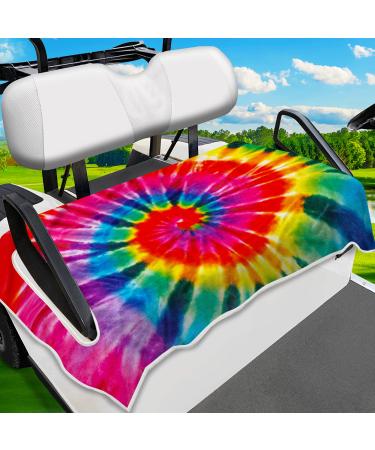 ENYORSEL Golf Cart Seat Covers, 100% Microfiber Golf Cart Seat Towel/Blanket with Unique Patterns, 52x32'', Universal for Most EZGO, Yamaha & Club Car ect of 2-Seat Golf Carts, Easy Install and Clean A-TieDye