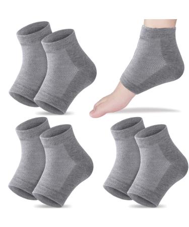 Moisturizing Gel Heel Socks Open Toe Socks Gel Lined Toeless Spa Socks for Dry Hard Cracked Heel (3P-Grey)