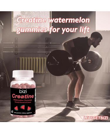 Bizi Creatine Watermelon Gummies - Vegan & Gluten Free | Muscle Growth & Recovery Supplement 60 ct - Buy Online on GoSupps.com